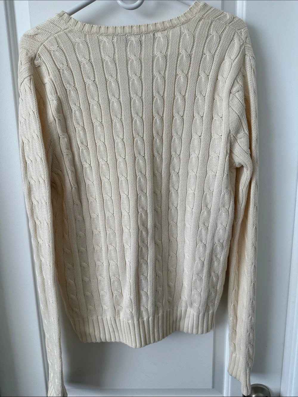 Ralph Lauren Cream Cable V-Neck Sweater - Picture 4 of 4